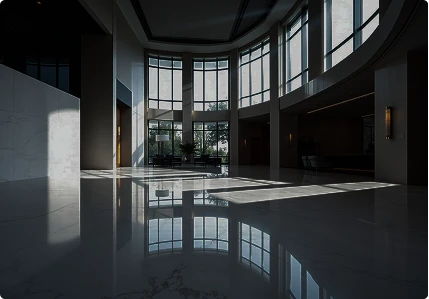 Polished concrete floor in a commercial space