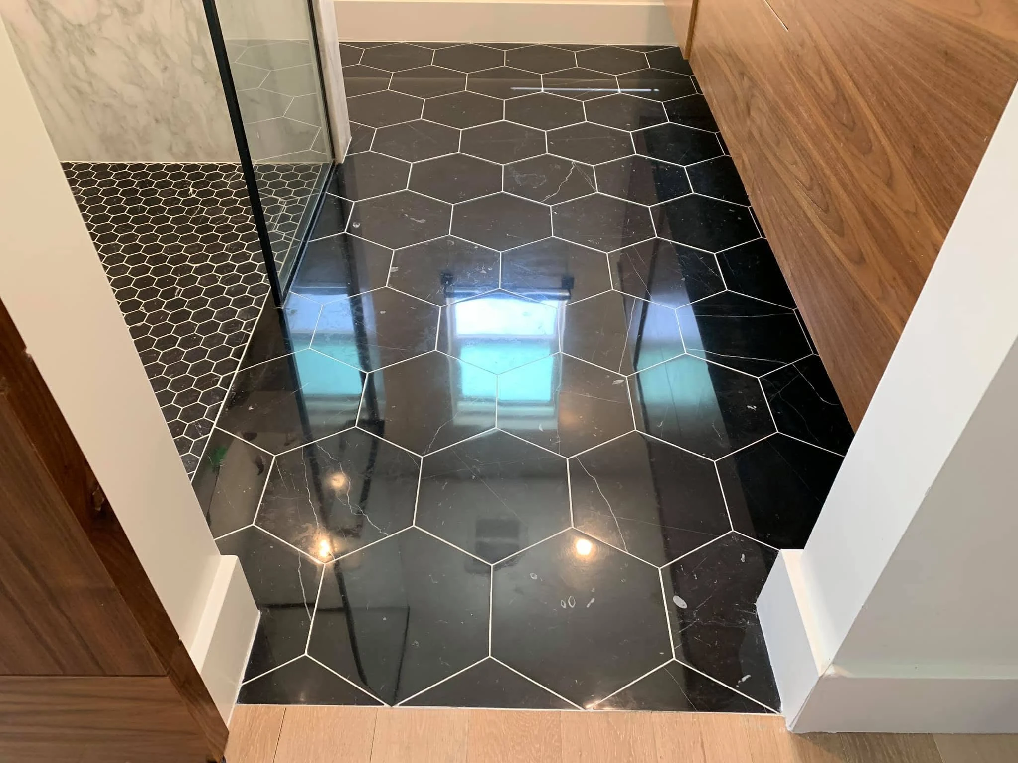 Dark floor with a glossy finish